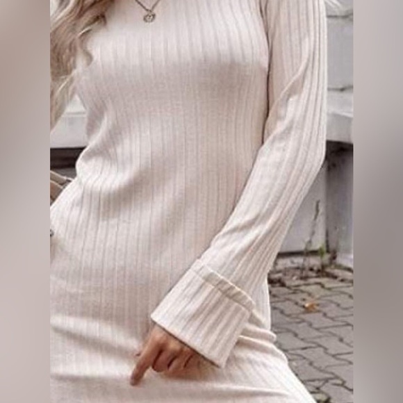 Never Alone Ribbed Knit Crewneck Bodycon Mini Dress - Picture 2 of 4